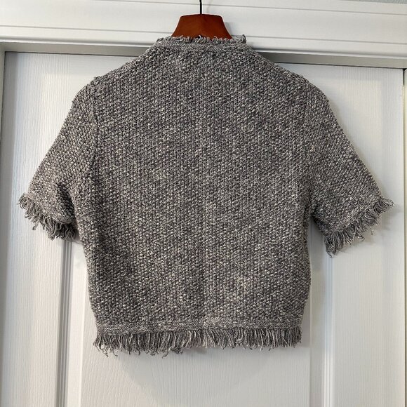 NWT J. Crew Cropped Fringe-Trim Lady Jacket in Marled Yarn (size S) - Picture 6 of 8